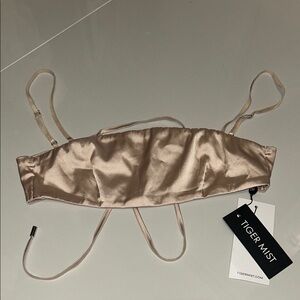 Tiger Mist Satin Crop Top in Champagne